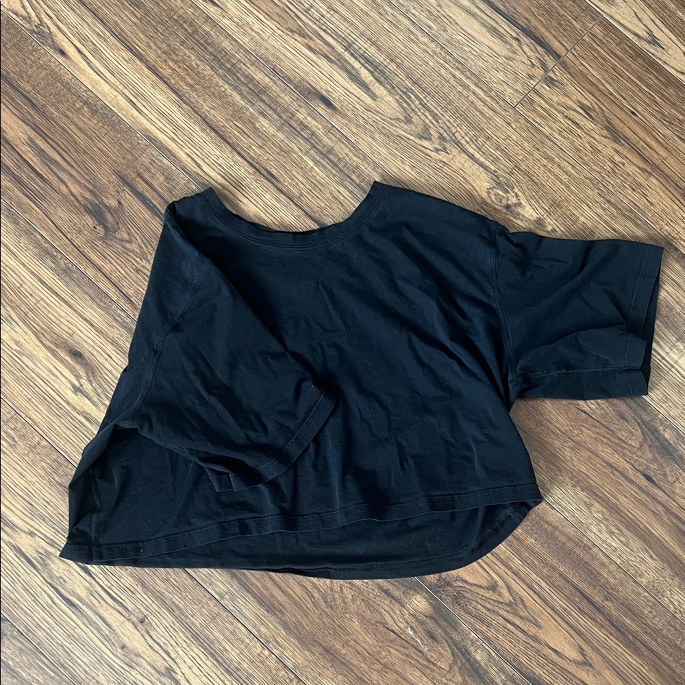 Black Cropped Boxy Tee - Women's Casual Top